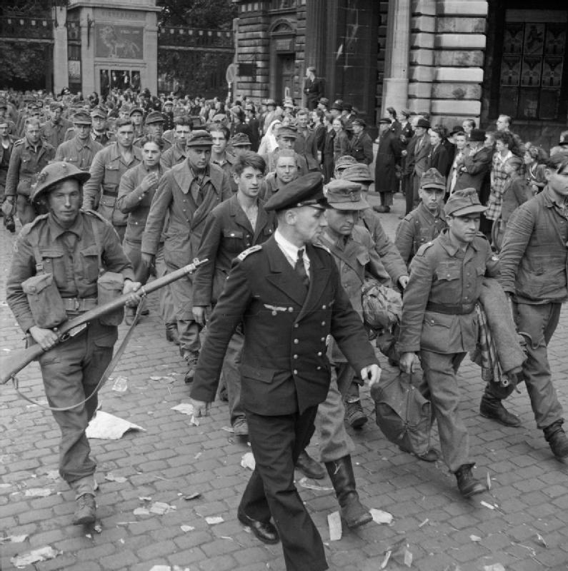 A3 German prisoners being paraded through the streets of Antwerp, 5 September 1944.